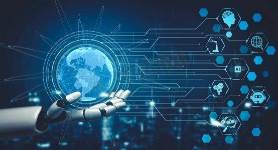 3d 渲染未来机器人技术开发,人工智能 ai 和机器学习概念